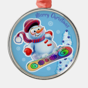 Christmas ornament snowboarding snowman