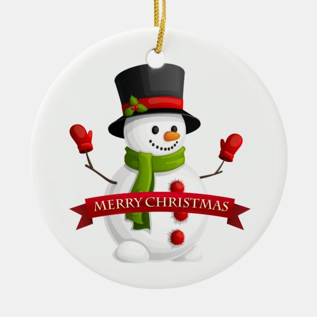 Christmas Ornament-Snowman Ceramic Tree Decoration (Front)