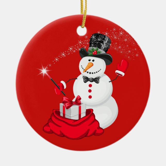 Christmas Ornament-Snowman Ceramic Tree Decoration (Front)