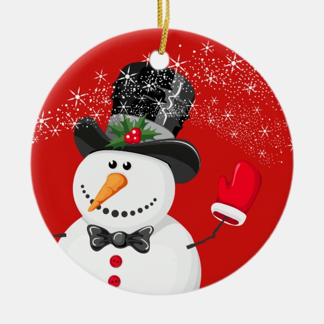 Christmas Ornament-Snowman Ceramic Tree Decoration (Front)
