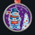 Christmas ornament snowman music band.<br><div class="desc">Christmas ornament snowman music band. Christmas hanging decoration with Snowfolk Winter Wonderland snowman band. Snowman drummer Winter Wonderland snowmen and Christmas penguins. Loveable wintery snowmen and snowgirl characters playing their instruments in a Christmas band. Also check out the matching wintery characters with sledging snowgirls, skiing snowmen and skating snowmen. A...</div>