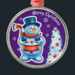 Christmas ornament snowman music band.<br><div class="desc">Christmas ornament snowman music band. Christmas hanging decoration with Snowfolk Winter Wonderland snowman band. Snowman drummer Winter Wonderland snowmen and Christmas penguins. Loveable wintery snowmen and snowgirl characters playing their instruments in a Christmas band. Also check out the matching wintery characters with sledging snowgirls, skiing snowmen and skating snowmen. A...</div>