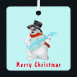 Christmas Ornament Snowmans with Guitar - Fun<br><div class="desc">Snowmans with Guitar Merry Christmas Party Fun Drawing - Choose / Add Your Unique Text / Name / Colour - Make Your Special Gift - Resize and move or remove and add elements / text with customisation tool ! Drawing and Design by MIGNED. Please see my other projects / paintings....</div>