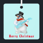 Christmas Ornament Snowmans with Guitar - Fun<br><div class="desc">Snowmans with Guitar Merry Christmas Party Fun Drawing - Choose / Add Your Unique Text / Name / Colour - Make Your Special Gift - Resize and move or remove and add elements / text with customisation tool ! Drawing and Design by MIGNED. Please see my other projects / paintings....</div>