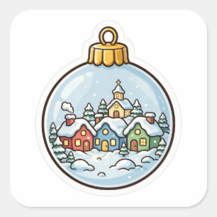 Christmas Ornament Snowy Village Sticker