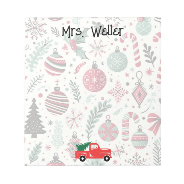 Christmas ornament themed Personalised  Notepad (Front)