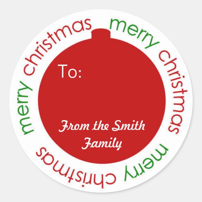 Christmas ornament To and From label sticker (Front)