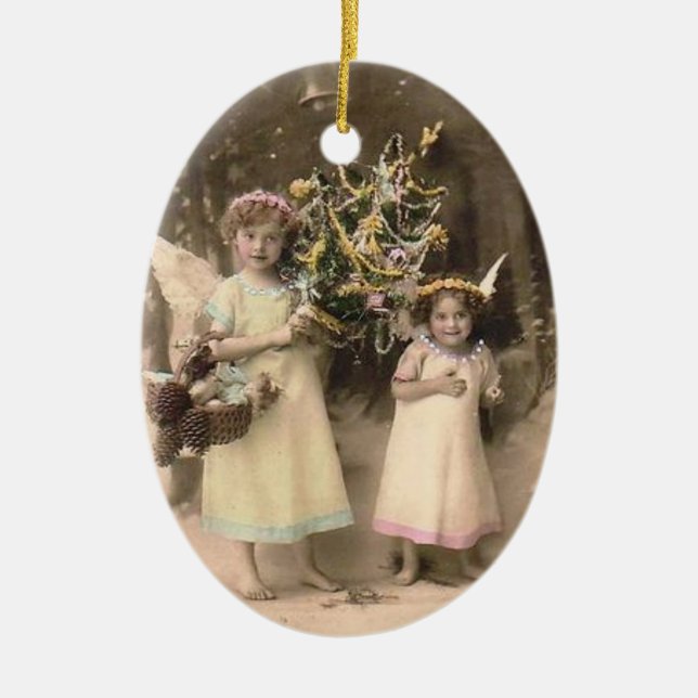 Christmas Ornament Vintage Angels Photograph (Front)