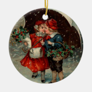 Christmas Ornament, Vintage Ellen Clapsaddle Ceramic Tree Decoration