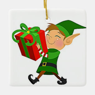 **CHRISTMAS ORNAMENT** W/ SANTA'S ELF CERAMIC TREE DECORATION