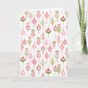 Christmas Ornament Watercolor Pink and Green Card