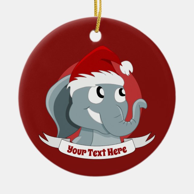 Christmas ornament with cute cartoon elephant (Front)