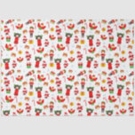 Christmas  ornament with snowman, elves, angels ti tissue paper<br><div class="desc">Cute drawings of elves as wonderful decorations for printing on fabrics,  mugs,  bags and various packaging. Change the background colour below the pattern. Dark blue and dark green are perfect. Change the size of the pattern to your liking.Time for great Christmas gifts.</div>