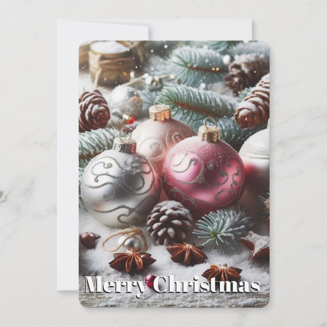 Christmas ornaments and branches holiday card (Front)