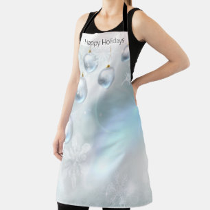 christmas ornaments and snowflakes apron
