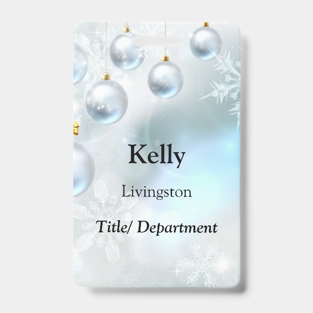 christmas ornaments and snowflakes ID badge (Front)