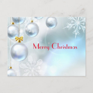 christmas ornaments and snowflakes postcard