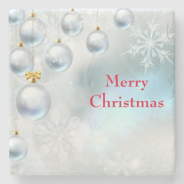 christmas ornaments and snowflakes   stone coaster (Front)