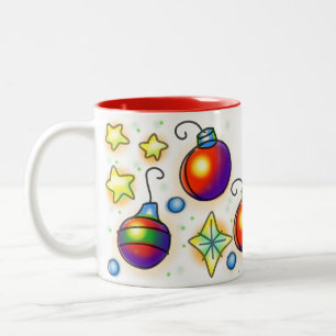 Christmas Ornaments And Stars Print Two-Tone Coffee Mug