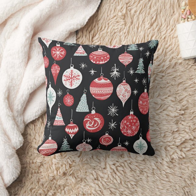 Christmas Ornaments Black Cushion (Blanket)