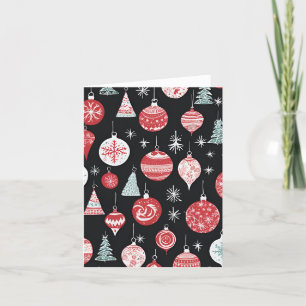 Christmas Ornaments Black Holiday Card