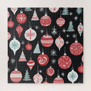 Christmas Ornaments Black Jigsaw Puzzle