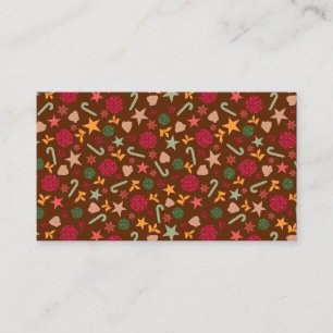 Christmas Ornaments Brown Background Business Card