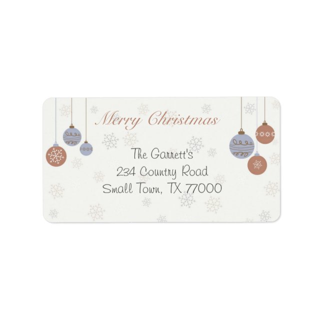 Christmas Ornaments Classic Personalised Address Label (Front)