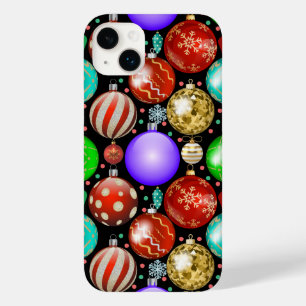 Christmas Ornaments Colourful Balls pattern Black  Case-Mate iPhone 14 Plus Case