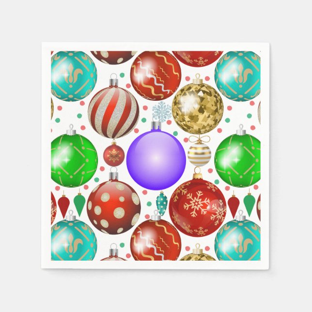 Christmas Ornaments Colourful Balls pattern Napkin (Front)