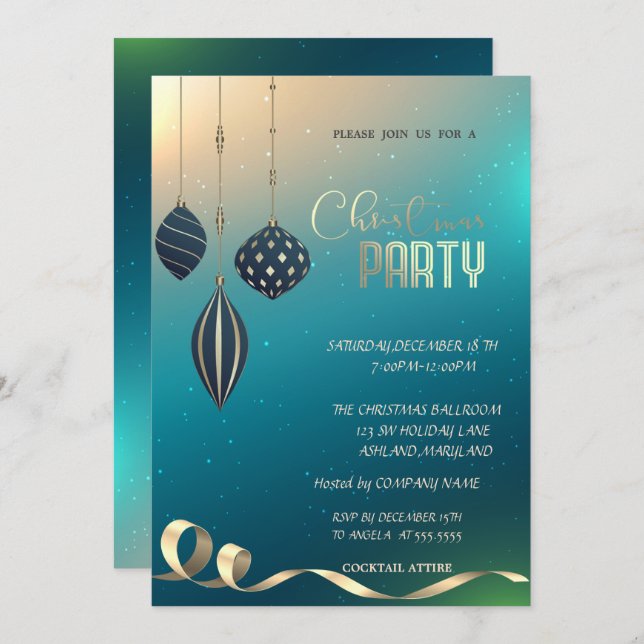 Christmas Ornaments Company Christmas Party Invitation (Front/Back)