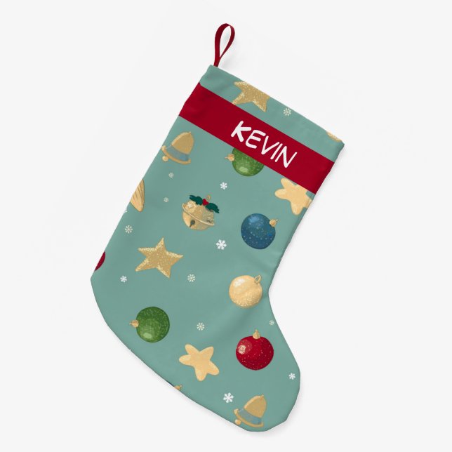 Christmas ornaments. Customisable with name. Small Christmas Stocking (Front (Hanging))