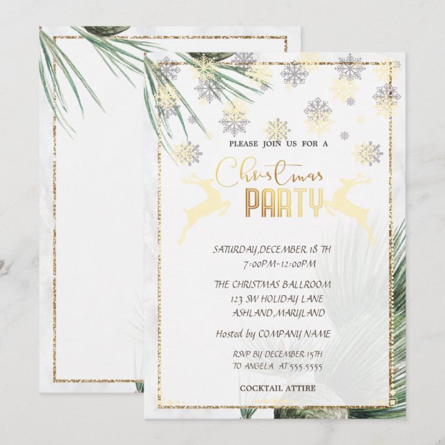 Christmas Ornaments,Dear,Branches Christmas Party  Invitation (Front/Back)