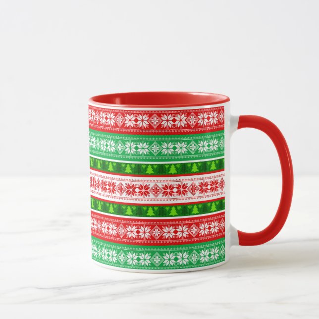 CHRISTMAS ORNAMENTS DESIGN RED WHITE GREEN MUG (Right)
