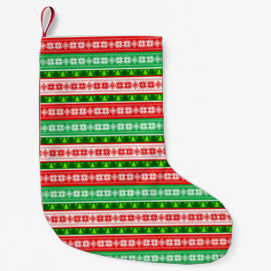 CHRISTMAS ORNAMENTS DESIGN RED WHITE GREEN SMALL CHRISTMAS STOCKING