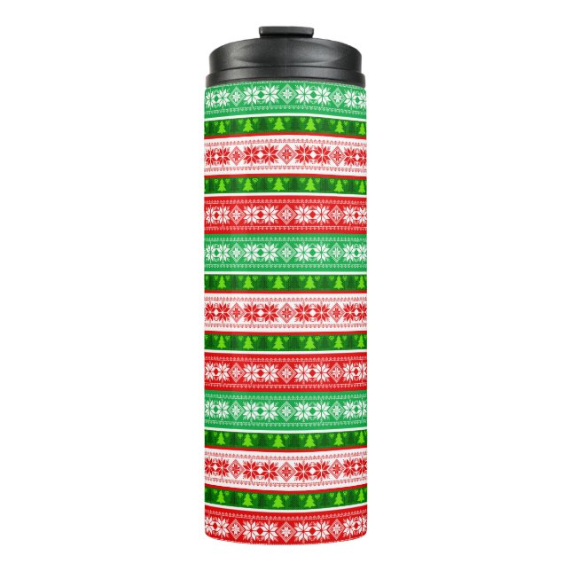 CHRISTMAS ORNAMENTS DESIGN RED WHITE GREEN THERMAL TUMBLER (Front)