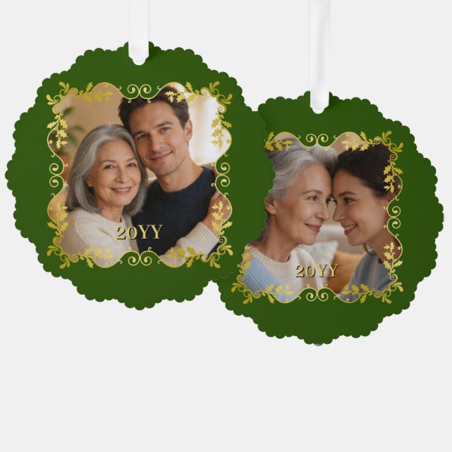 Christmas Ornaments Frame - Square 3d + your text (Front/Back)