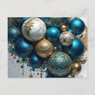 Christmas Ornaments Gold Blue Luxury Fest Standard Postcard