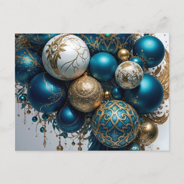 Christmas Ornaments Gold Blue Luxury Fest Standard Postcard (Front)