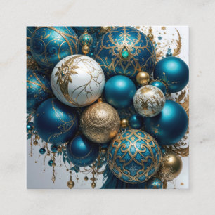 Christmas Ornaments Gold Blue Luxury Festive Enclosure Card