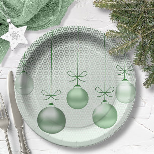 Christmas Ornaments Green ID251 Paper Plate