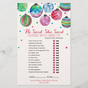 Christmas Ornaments He Said She Said Game