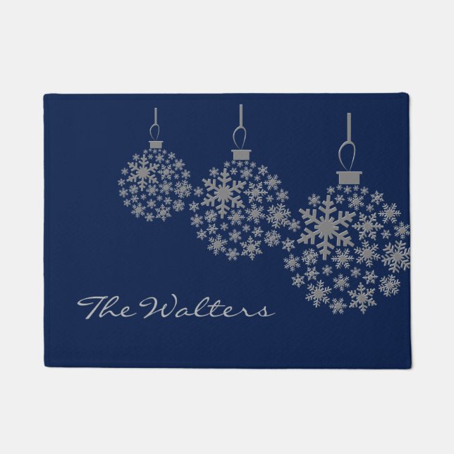 Christmas Ornaments Holiday Custom Door Mat (Front)