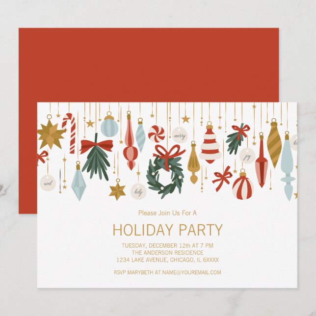 Christmas Ornaments Holiday Party Invitation (Front/Back)