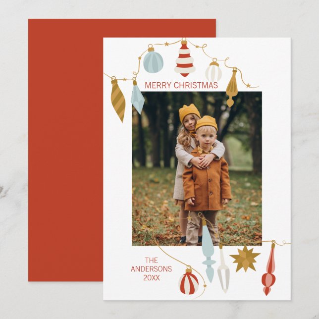 Christmas Ornaments Holiday Photo Card (Front/Back)