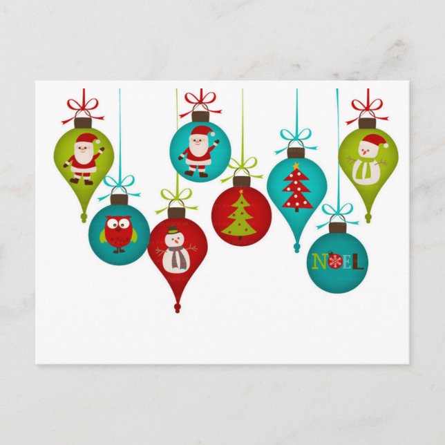 Christmas Ornaments Holiday Postcard (Front)
