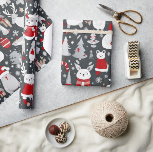 Christmas ornaments in grey decor Wrapping Paper