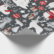 Christmas ornaments in grey decor Wrapping Paper