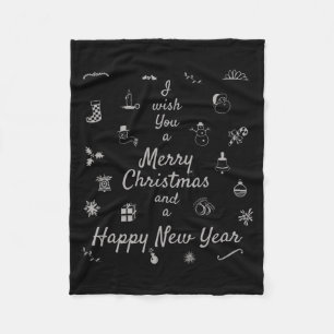 Christmas Ornaments Merry Xmas Happy New Year  Fleece Blanket