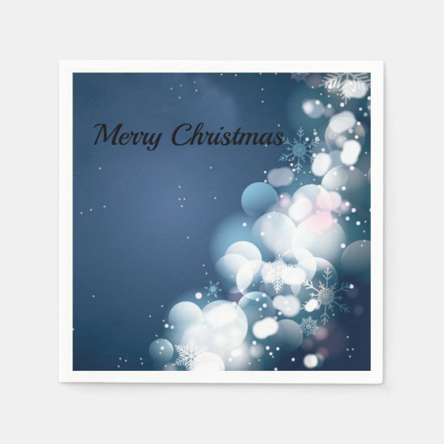 christmas ornaments on a blue background napkin (Front)